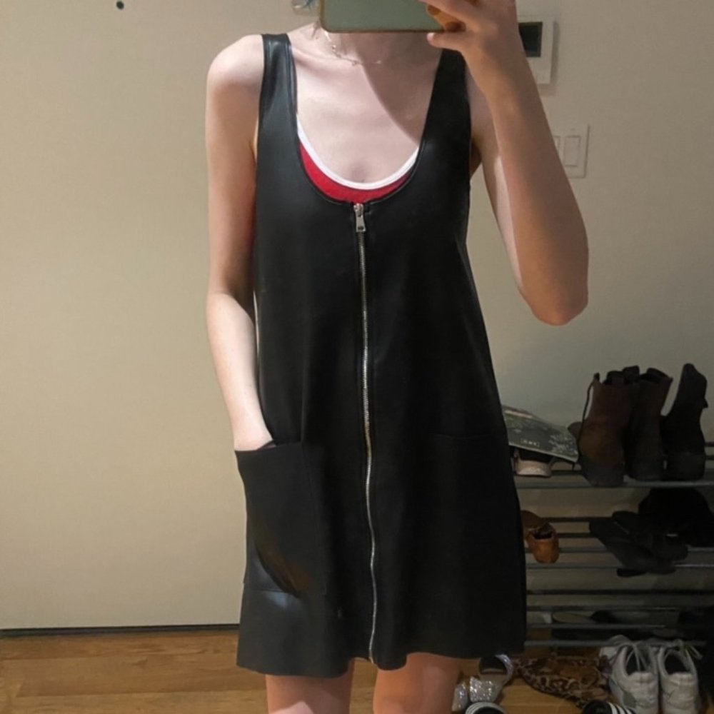 zara fake leather dress